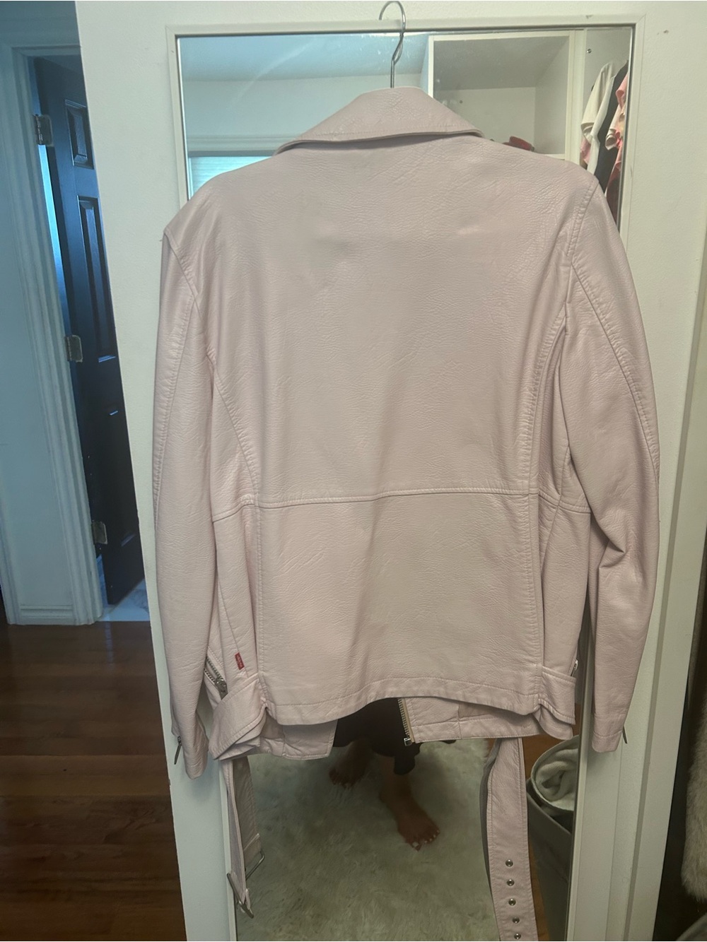 Levi's Light Pink Leather Moto Jacket - Picture 3 of 3